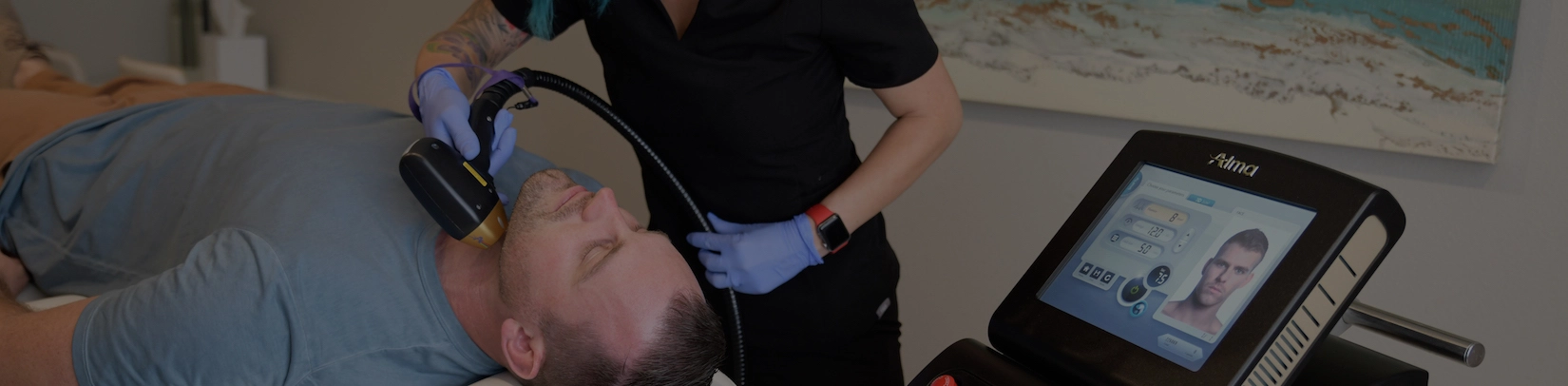 Patient undergoing laser hair removal