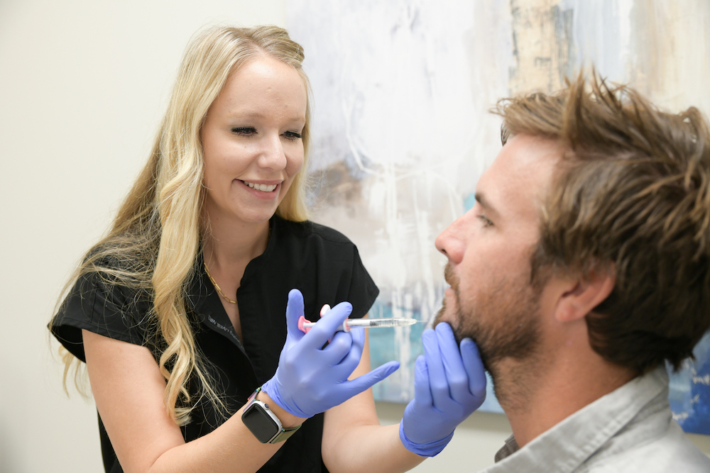 Patient receiving filler treatment